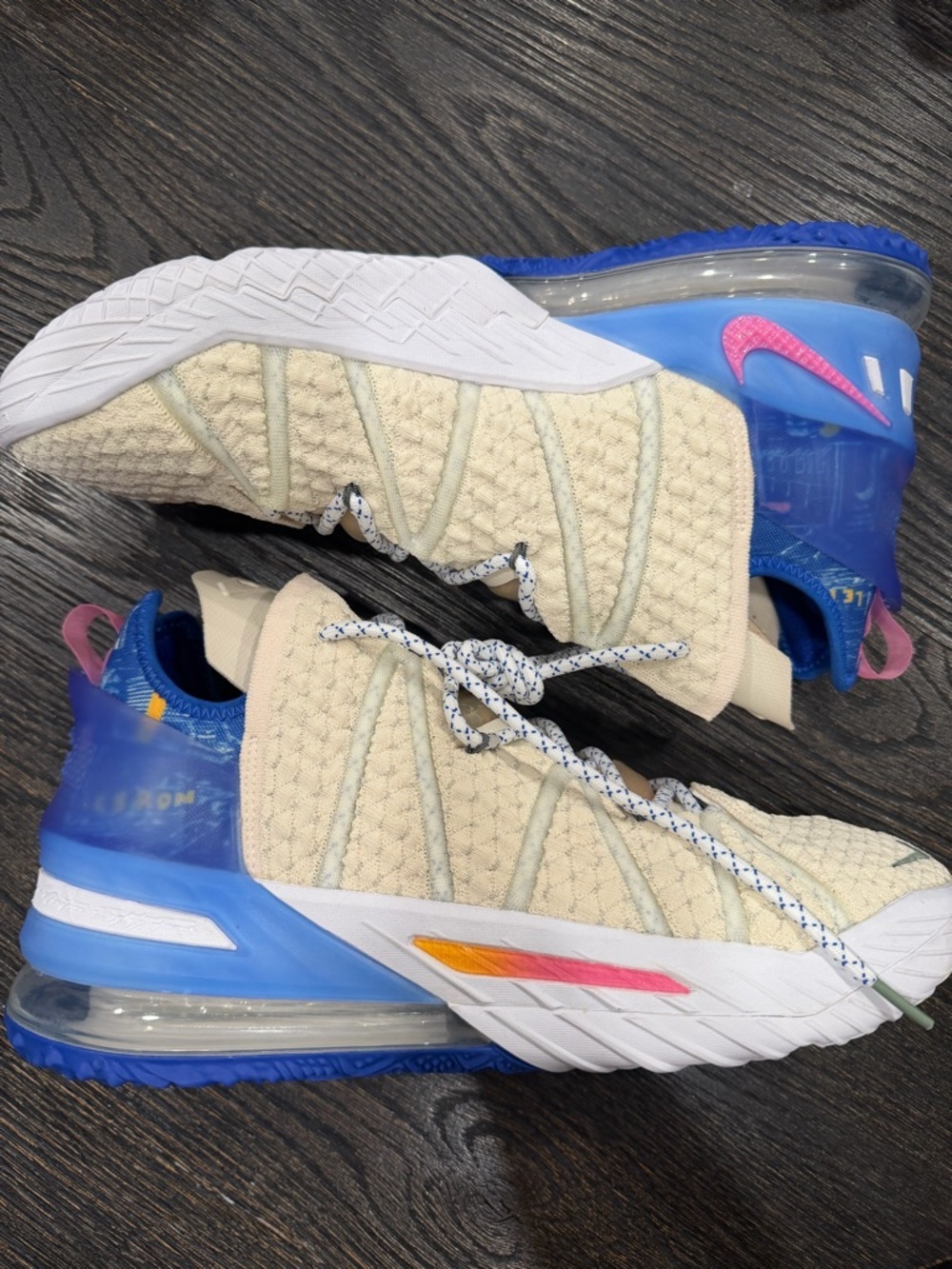 NIKE LEBRON 18 XVIII "LOS ANGELES BY DAY" LIGHT CREAM-PINK SZ 11.5